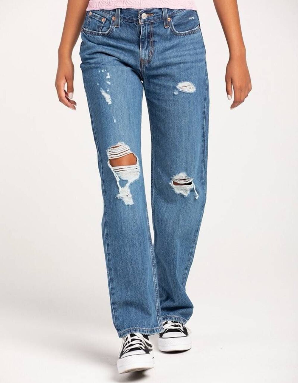 Levi's Low Pro Straight Distressed Jeans Size 26
